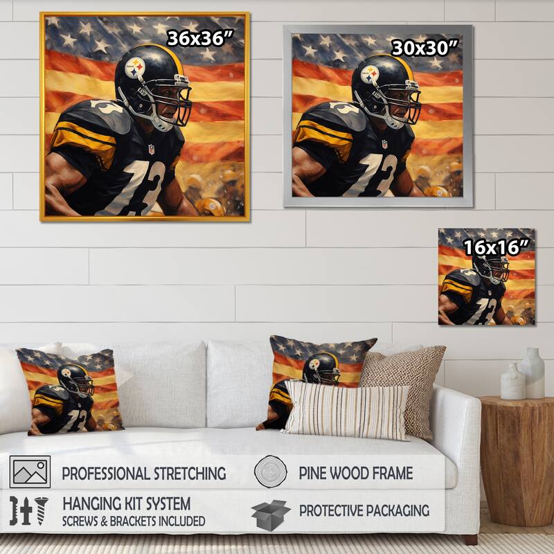 Designart "Patriot Usa Football Player I" Nfl Wall Art Bed Bath